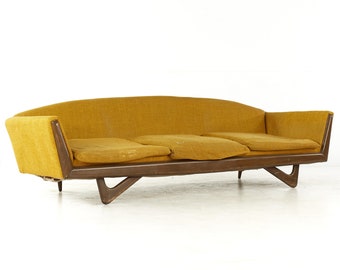 Adrian Pearsall Style Mid Century Walnut Gondola Sofa - mcm