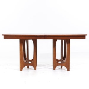 Young Manufacturing Mid Century Walnut Expanding Dining Table with 2 Leaves mcm image 2