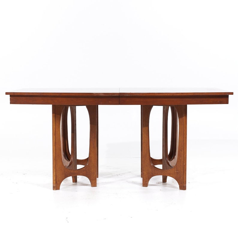 Young Manufacturing Mid Century Walnut Expanding Dining Table with 2 Leaves mcm image 2