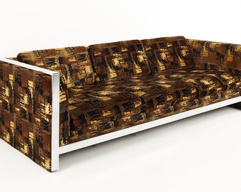 Selig Mid Century Chrome Upholstered Sofa - mcm