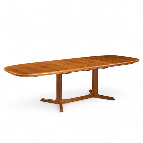 Ansager Mobler Mid Century Danish Teak Hidden Leaf Expanding Dining Table with 2 Leaves