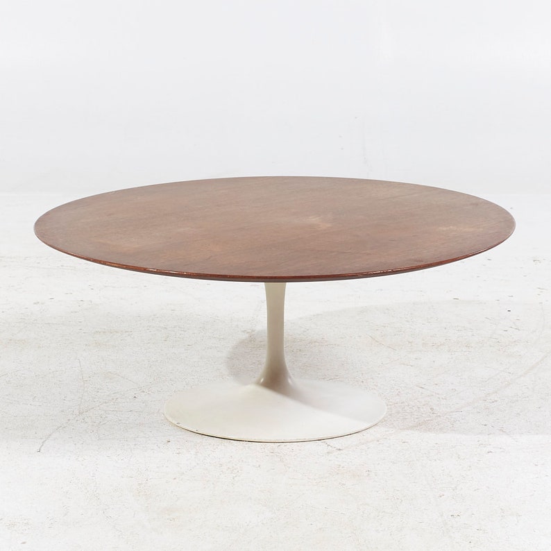 Eero Saarinen for Knoll Mid Century Tulip Walnut Coffee Table mcm image 4