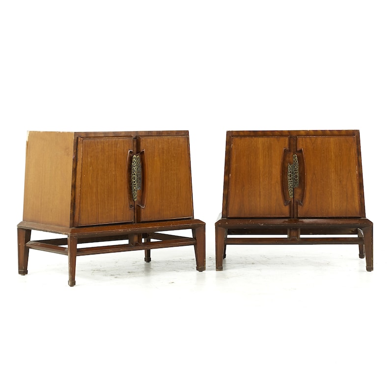 Helen Hobey Baker Mid Century Walnut Nightstands Pair mcm image 1