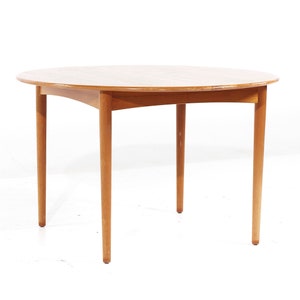 William Watting Style Mid Century Danish Teak Expanding Dining Table with 2 Leaves mcm image 1