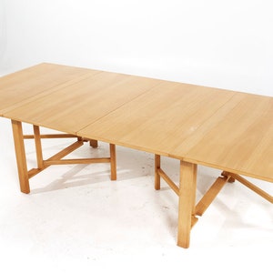 Dux Mid Century Maria Swedish Elm Beech and Brass Expanding Dining Table mcm image 9