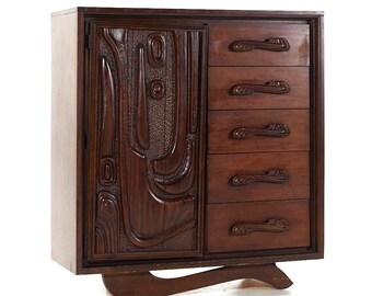 Witco Style Pulaski Oceanic Mid Century Highboy Dresser Armoire - mcm