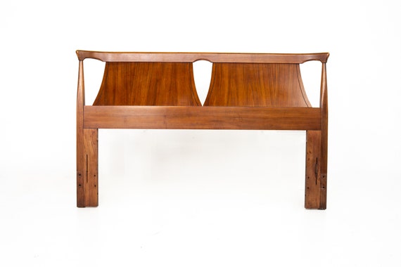 Kent Coffey Perspecta Mid Century Walnut Queen Headboard mcm