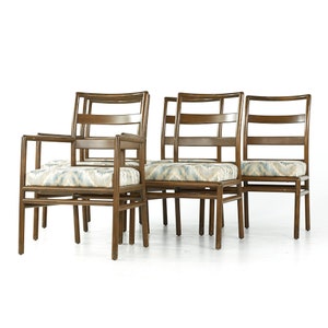 T.H. Robsjohn Gibbings for Widdicomb Mid Century Walnut Dining Chairs Set of 6 mcm image 3