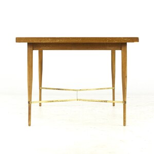 Paul McCobb for Calvin Mid Century Brass and Mahogany Dining Table with Leaves mcm image 4