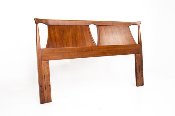 Kent Coffey Perspecta Mid Century Walnut Queen Headboard mcm