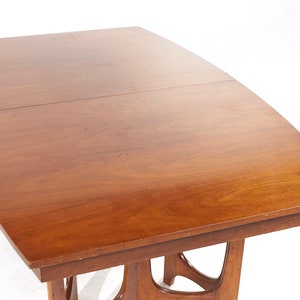 Young Manufacturing Mid Century Walnut Expanding Dining Table with 2 Leaves mcm image 7