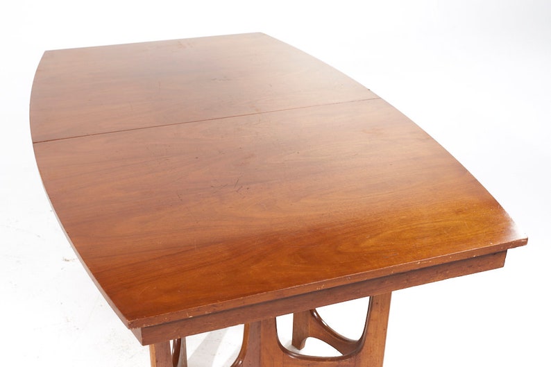 Young Manufacturing Mid Century Walnut Expanding Dining Table with 2 Leaves mcm image 7