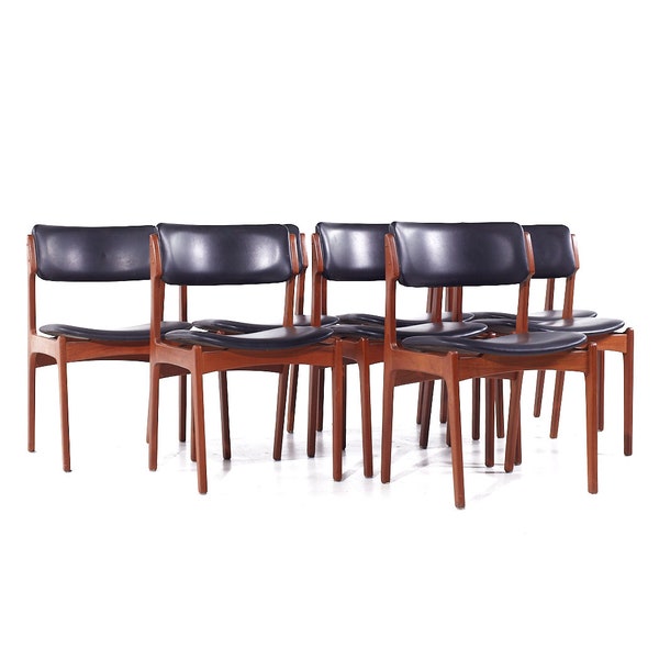 Erik Buch Mid Century Danish Teak Dining Chairs - Set of 8 - mcm