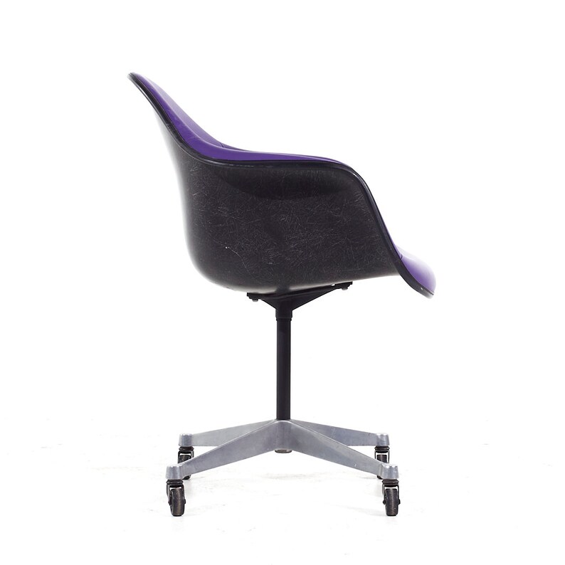Eames for Herman Miller Mid Century Purple Padded Fiberglass Swivel Office Chair mcm image 4