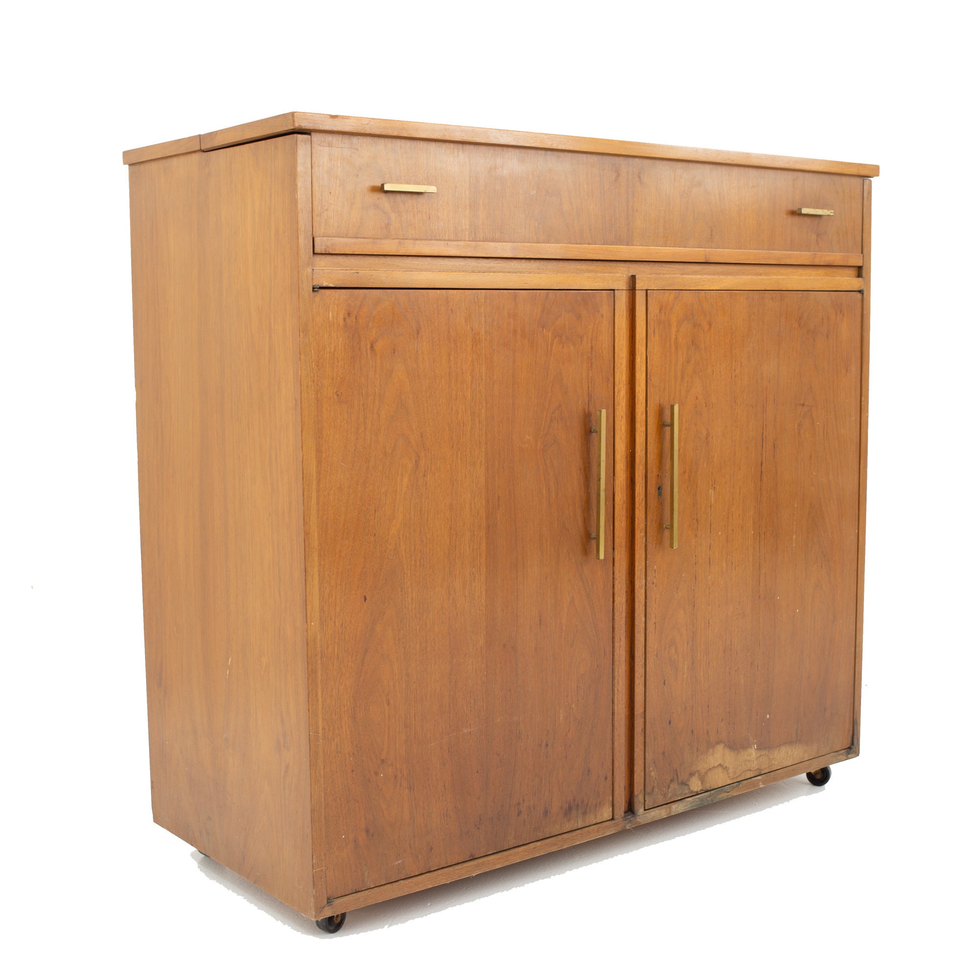 Mid Century Walnut Refrigerator Bar Mcm Etsy