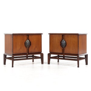 Helen Hobey Baker Mid Century Walnut Nightstands Pair mcm image 1