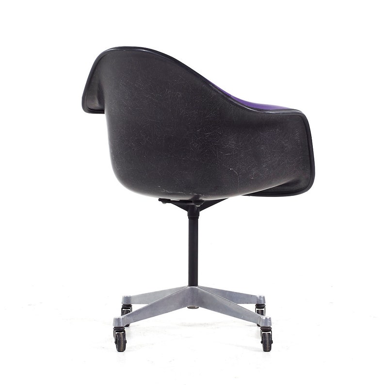 Eames for Herman Miller Mid Century Purple Padded Fiberglass Swivel Office Chair mcm image 8