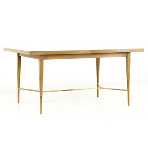 Paul McCobb for Calvin Mid Century Brass and Mahogany Dining Table with Leaves mcm image 1