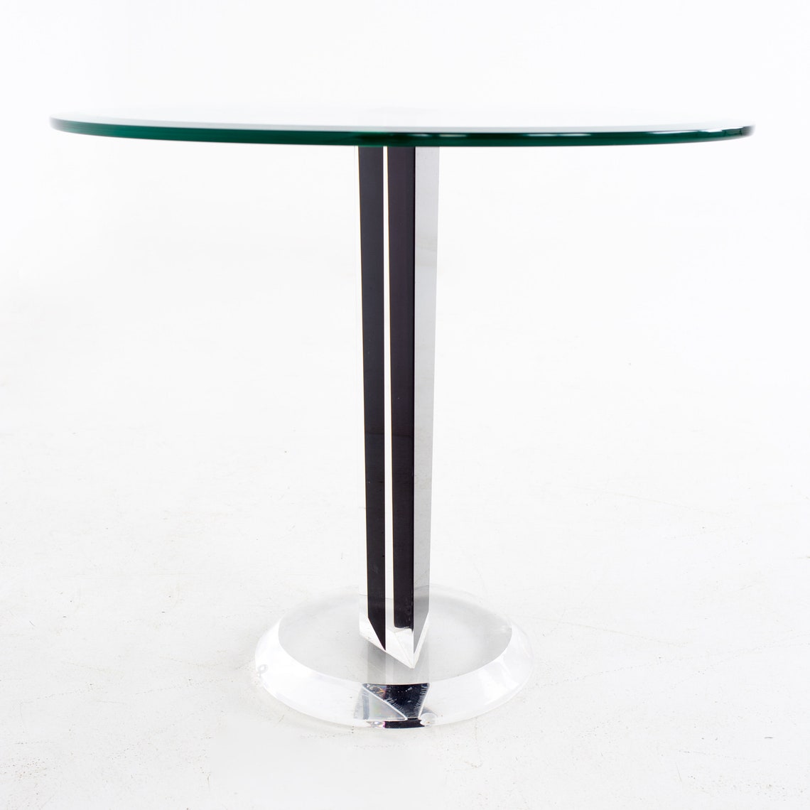 Mid Century Black Lucite and Glass Round Side End Table Mcm Etsy
