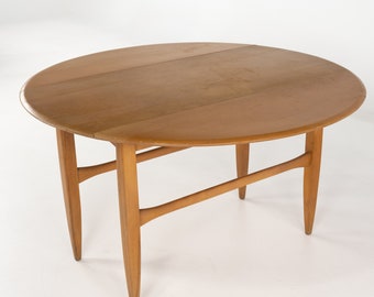 Heywood Wakefield Mid Century Maple Wheat Round Drop Leaf Children's Dining Table - mcm