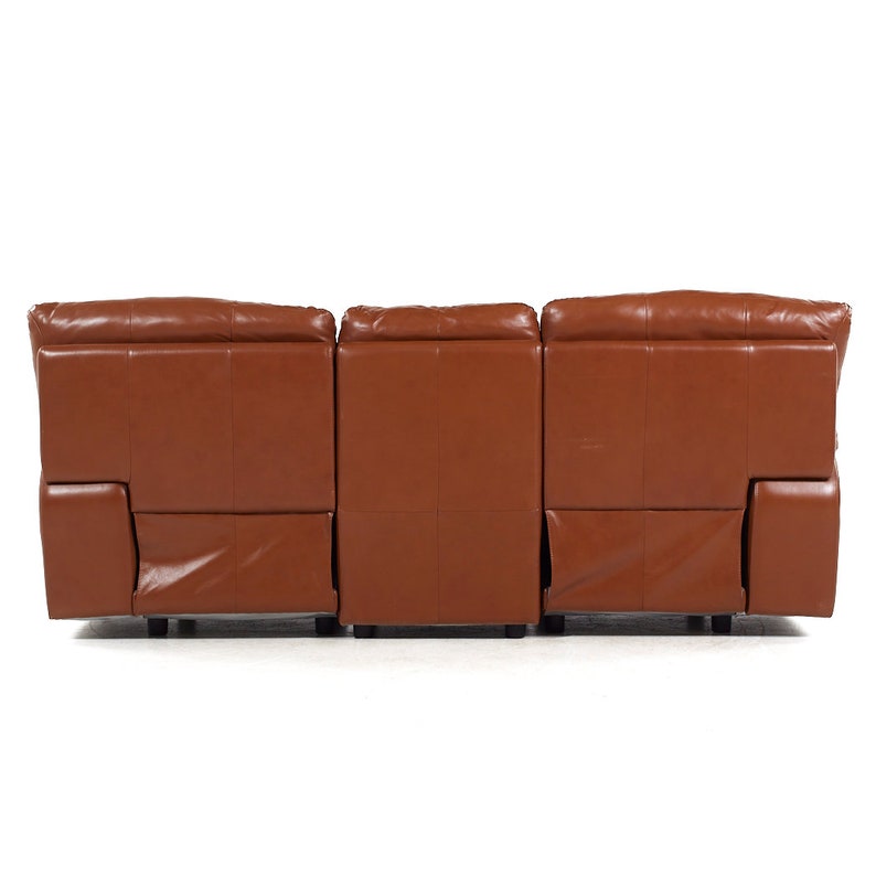 Natuzzi Style Brown Leather Modular Reclining Sofa image 7