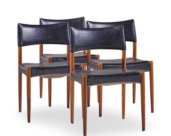 Villy Schou Andersen Mid Century Danish Teak Dining Chairs - Set of 4 - mcm