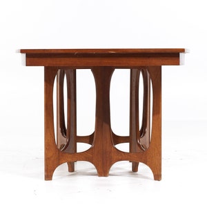 Young Manufacturing Mid Century Walnut Expanding Dining Table with 2 Leaves mcm image 4