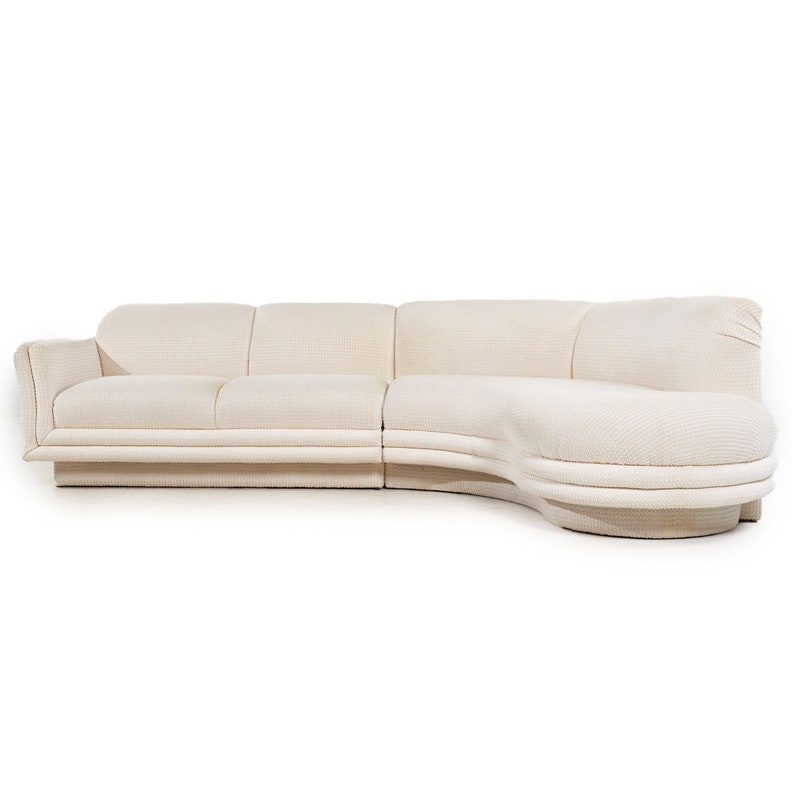 Vladimir Kagan Style Weiman Mid Century Curved Sectional Sofa mcm image 3