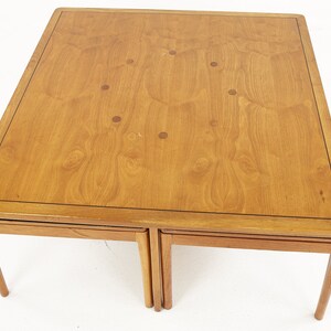 Kipp Stewart for Drexel Declaration Mid Century Black Laminate and Walnut Nesting Table Set mcm image 8