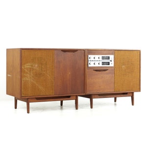 Jens Risom Mid Century Walnut 2-Piece Stereo Console mcm image 1