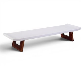 Paul Frankl for Johnson Furniture Company Mid Century Cork and Mahogany Coffee Table Bench