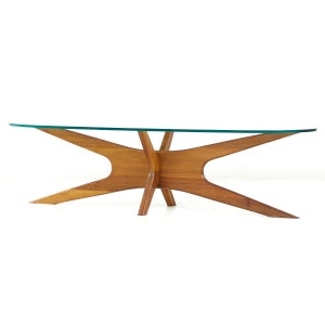 Adrian Pearsall Mid Century Walnut and Glass Jacks Coffee Table mcm image 8