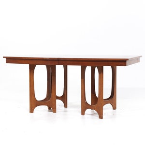 Young Manufacturing Mid Century Walnut Expanding Dining Table with 2 Leaves mcm image 3