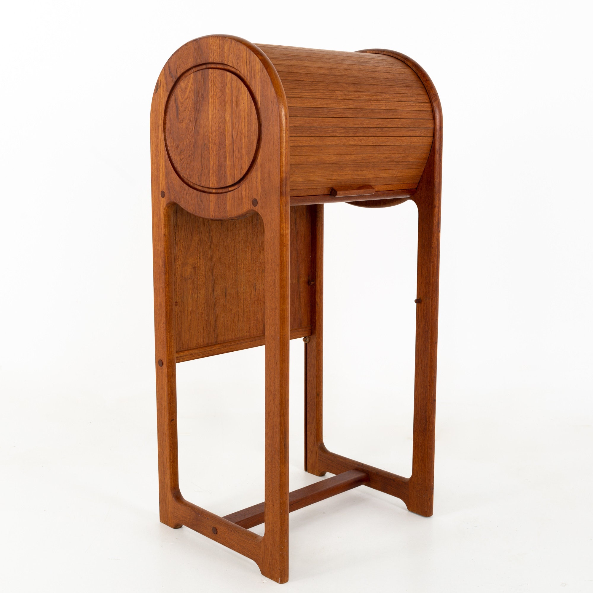 Mid Century Danish Teak Tambour Door Foyer Entry Console Phone Etsy