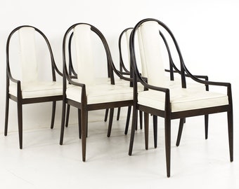 Gerry Zanck for Gregori Mid Century Ebonized Walnut Dining Chairs - Set of 6 - mcm