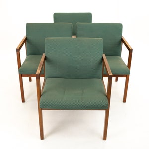 Mid Century Walnut Armchairs Set of 4 mcm image 2