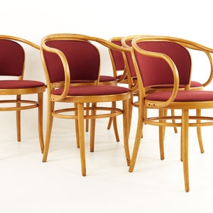 Le Corbusier For Thonet Mid Century Bentwood Dining Chairs Set of 6 mcm image 1