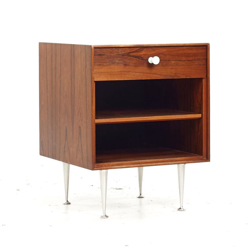 George Nelson for Herman Miller Mid Century Rosewood Thin Edge Nightstands Pair mcm image 5