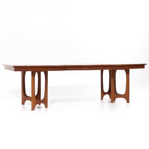 Young Manufacturing Mid Century Walnut Expanding Dining Table with 2 Leaves mcm image 8