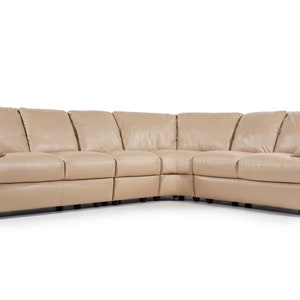 Natuzzi Mid Century Leather Sectional Sofa mcm image 1
