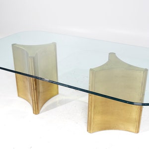 Mastercraft Mid Century Brass and Glass Pedestal Table mcm image 9