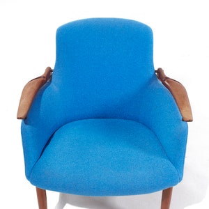 Finn Juhl for Niels Vodder NV-53 Mid Century Blue Chairs Pair mcm image 9