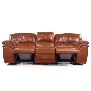 Natuzzi Style Brown Leather Modular Reclining Sofa image 6