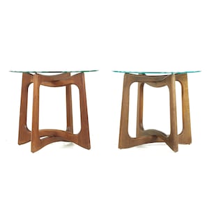 Adrian Pearsall Mid Century Walnut and Glass Side Tables Pair mcm image 1