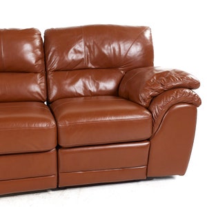Natuzzi Style Brown Leather Modular Reclining Sofa image 10