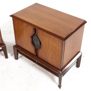 Helen Hobey Baker Mid Century Walnut Nightstands Pair mcm image 10