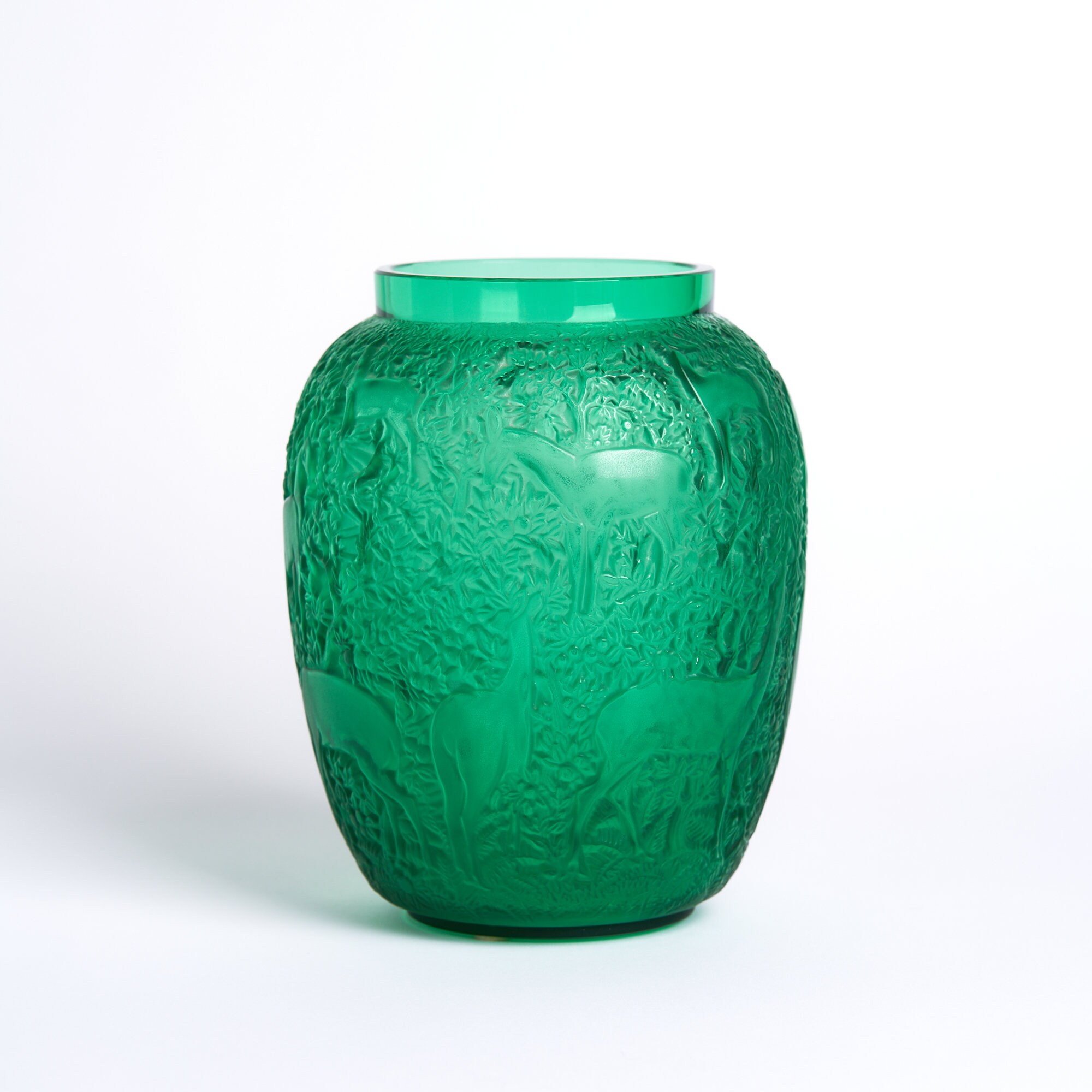 Lalique Green Glass Biches Vase - Etsy