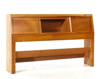 Crawford Furniture Mid Century Maple Full Storage Headboard - mcm