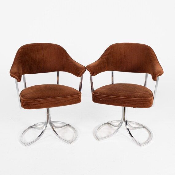 Saarinen Style Swivel Office Dining Chairs Pair Etsy