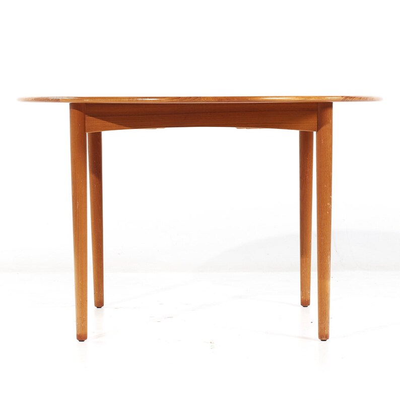 William Watting Style Mid Century Danish Teak Expanding Dining Table with 2 Leaves mcm image 4